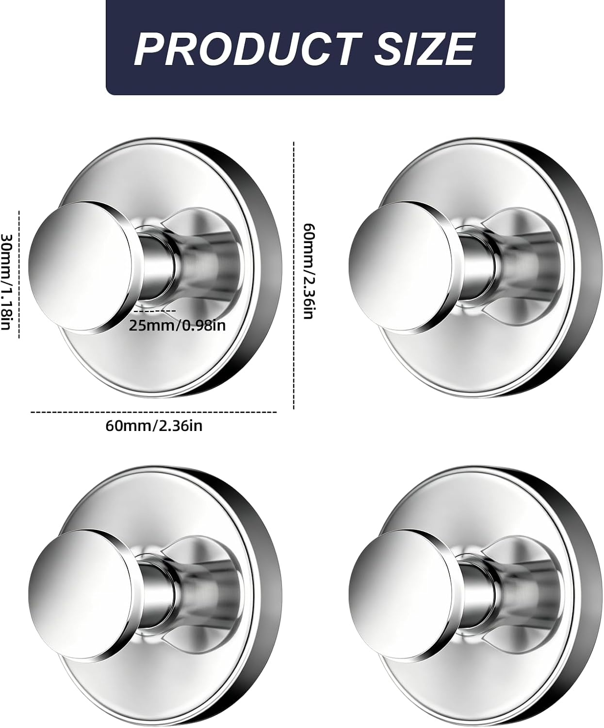 Suction Cup Hooks for Shower. No Drill Adhesive Towel Hooks for Bathroom Wall. Kitchen. Glass. Mirror– 12 LB Heavy-Duty. Tile - Ideal for Hanging Towels. Robes. and Loofahs (4. Bright Silver) - Image 7