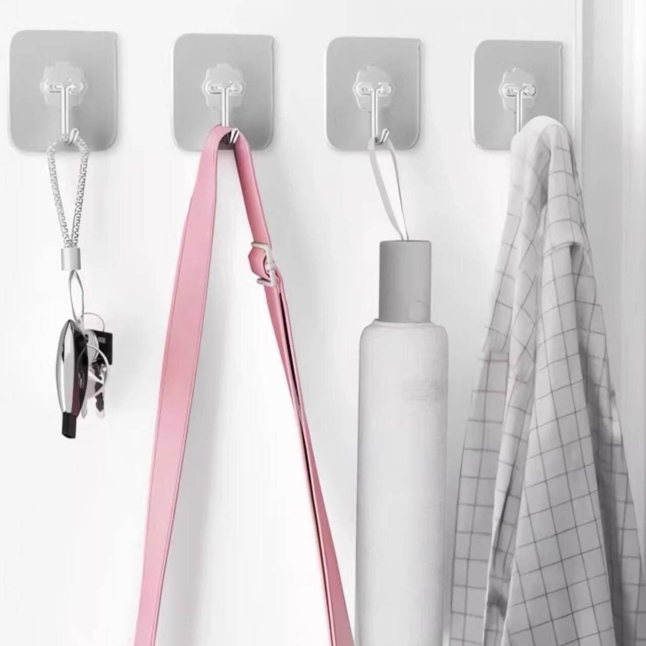 Adhesive Wall Hooks for Hanging Heavy Duty 50 lbs Large Hooks for Walls No Damage. Towel Sticky Clear Hook. Waterproof. Home. Bathroom. Kitchen. Office. and Outdoor 10 Pack - Image 5