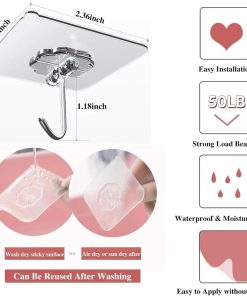 Alternative view of Adhesive Wall Hooks for Hanging Heavy Duty 50 lbs Large Hooks for Walls No Damage. Towel Sticky Clear Hook. Waterproof. Home. Bathroom. Kitchen. Office. and Outdoor 10 Pack