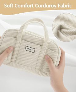 Alternative view of Sooez Large Pencil Case Pouch. Extra Big Pencil Bag with 5 Compartments. Pen Bag Wide Opening. Soft Corduroy Pencil Pouch Organizer with Zipper. Cute Aesthetic School Supplies for Teen Girls-Beige