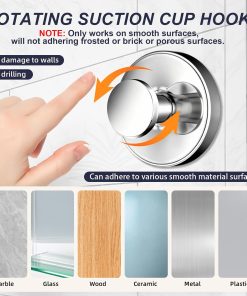 Alternative view of Suction Cup Hooks for Shower. No Drill Adhesive Towel Hooks for Bathroom Wall. Kitchen. Glass. Mirror– 12 LB Heavy-Duty. Tile - Ideal for Hanging Towels. Robes. and Loofahs (4. Bright Silver)