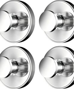 Suction Cup Hooks for Shower. No Drill Adhesive Towel Hooks for Bathroom Wall. Kitchen. Glass. Mirror– 12 LB Heavy-Duty. Tile - Ideal for Hanging Towels. Robes. and Loofahs (4. Bright Silver)